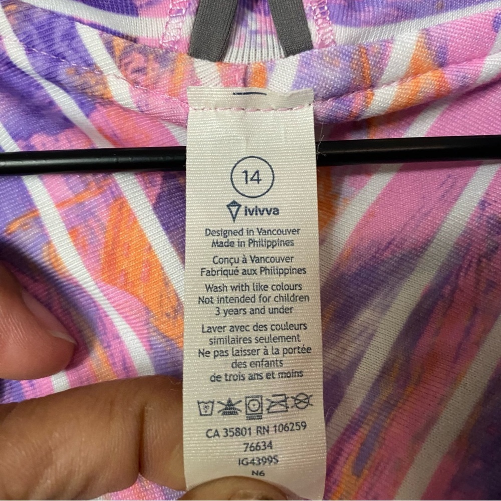 Ivivva Lululemon Girls Twice The Fun Reversible Hooded Zip Jacket Size 14 Purple - Picture 7 of 9